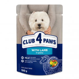 Премиум пауч за кучета от мини и малки породи CLUB 4 PAWS Premium With salmon in gravy със сьомга в сос